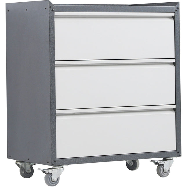 Commercial Storage Cabinet With Wheels 3 Drawers Grey Steel 770x460x900mm |  Dl3