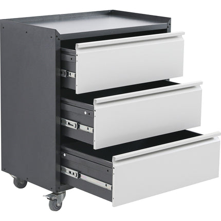 Commercial Storage Cabinet With Wheels 3 Drawers Grey Steel 770x460x900mm |  Dl3