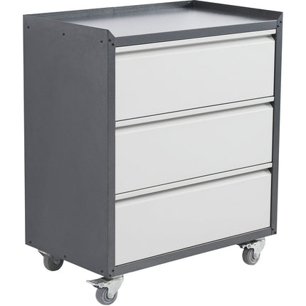 Commercial Storage Cabinet With Wheels 3 Drawers Grey Steel 770x460x900mm |  Dl3
