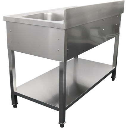 Commercial Sink Stainless Steel 1200x600x950mm 1 Bowl To The Right 1 Drawer Splashback | Dsa120601 Dr