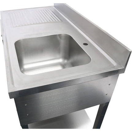Commercial Sink Stainless Steel 1500x700x950mm 1 Bowl To The Right 1 Drawer Splashback | Dsa150701 Dr