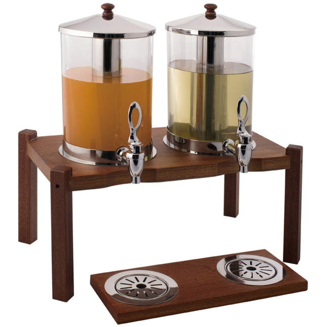 Commercial Juice Dispenser 2x7 Litres Walnut Wood |  Dtj012