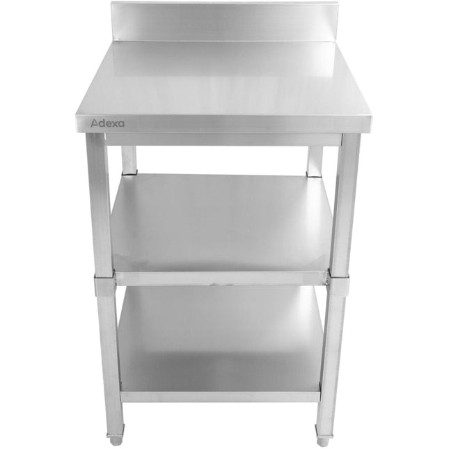 Commercial Work Table Stainless Steel 3 Tiers Backsplash Square Legs 2200x600x900mm |  Dw3 T22060 B
