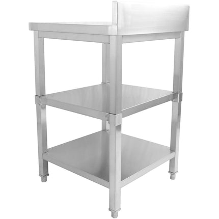 Commercial Work Table Stainless Steel 3 Tiers Backsplash Square Legs 2200x600x900mm |  Dw3 T22060 B
