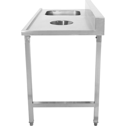 Loading Table Right Side 1400x650x850mm With Sink With Waste Hole With Splashback Stainless Steel |  Dwitc1465 L