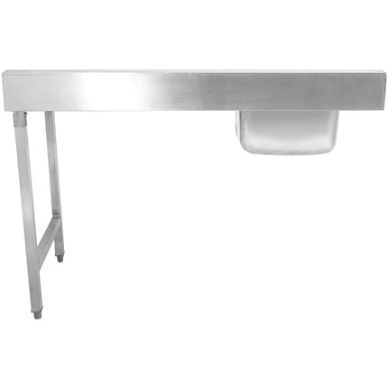Loading Table Right Side 1400x650x850mm With Sink With Waste Hole With Splashback Stainless Steel |  Dwitc1465 L
