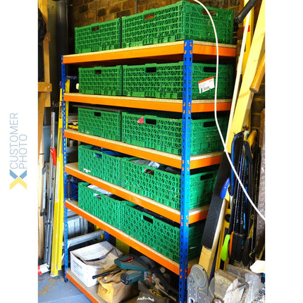 Industrial Shelving Unit Heavy Duty 1500x450x1980mm 6 Shelves 340 Kg/Shelf Powder Coated Steel | Dx1500450