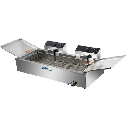 Commercial Fryer Single Tank Dual Zone Electric 26 Litre 7.8k W Countertop Drainage Tap |  Ef26 L
