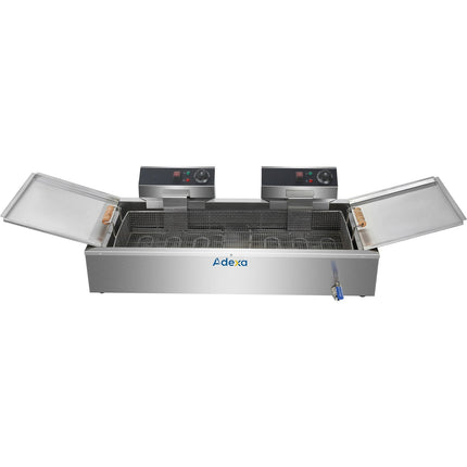 Commercial Fryer Single Tank Dual Zone Electric 26 Litre 7.8k W Countertop Drainage Tap |  Ef26 L
