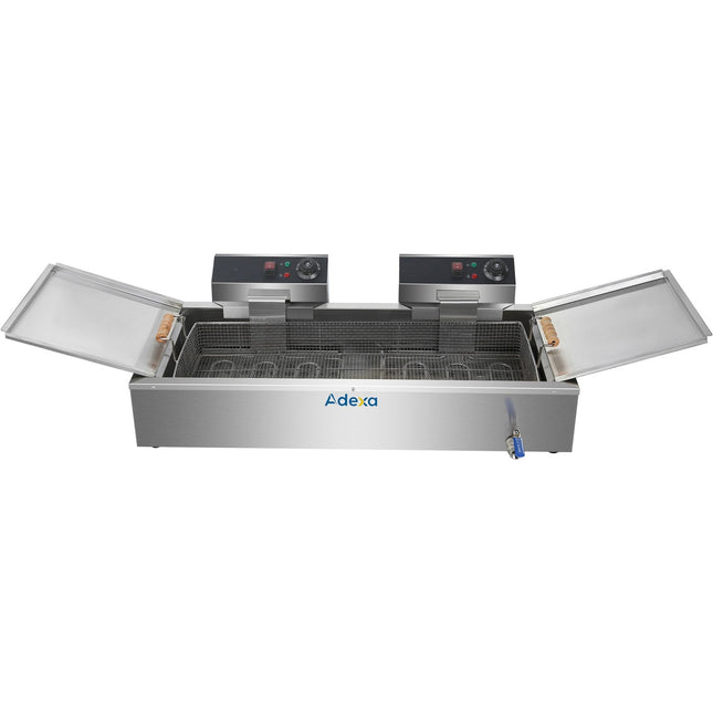 Commercial Fryer Single Tank Dual Zone Electric 26 Litre 7.8k W Countertop Drainage Tap |  Ef26 L