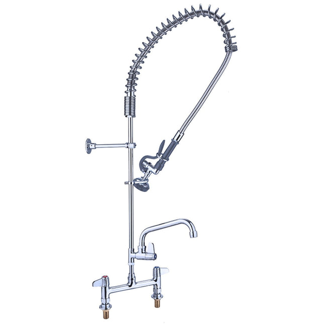 8&Quot; Desk Mount Mixing Faucet With 20&Quot; Riser &Amp; 37&Quot; Flexible Hose &Amp; Spray Valve &Amp; 12&Quot; Swing Nozzle Chrome Plated Brass | Eq2805 A12