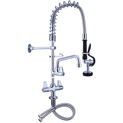 Pre Rinse Spray Unit With Swing Faucet Deck Mount Double Inlet Height 600mm Stainless Steel |  Eq7801 A08