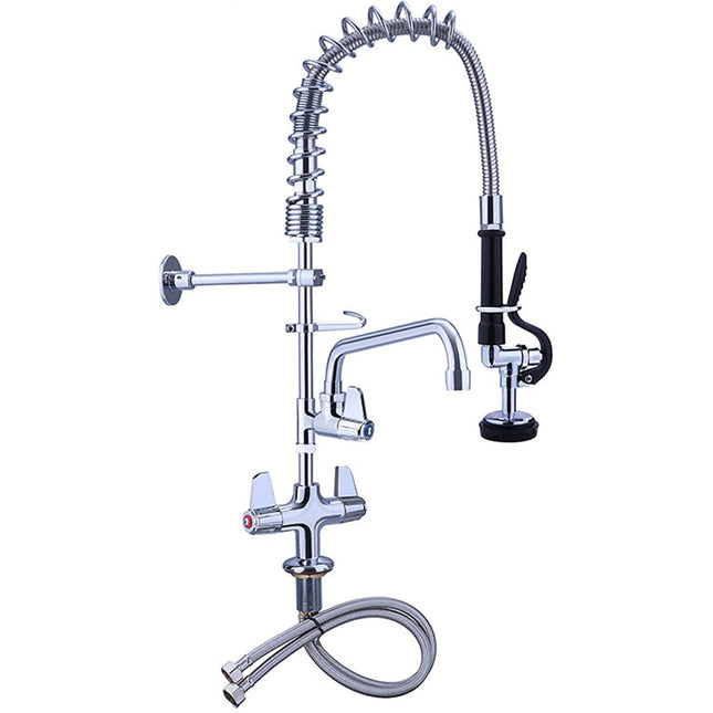 Pre Rinse Spray Unit With Swing Faucet Deck Mount Double Inlet Height 600mm Stainless Steel |  Eq7801 A08