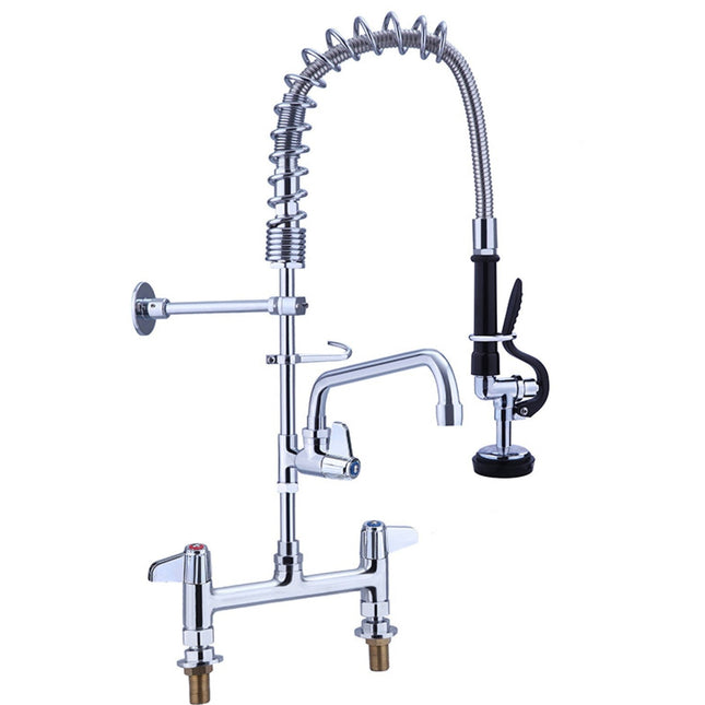 8&Quot; Desk Mount Mixing Faucet With 8&Quot; Riser &Amp; 18&Quot; Flexible &Amp; 8&Quot; Swing Nozzle Hose Chrome Plated Brass | Eq7805 A08