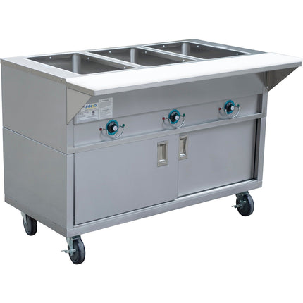 Mobile Bain Marie With Cupboard 3x Gn1/1 |  Est3 Swcbsd