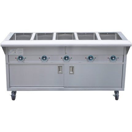 Mobile Servery Steam Table With Cupboard 5x Gn1/1 | Est5 Swcbsd