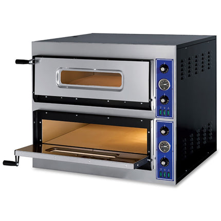 Italian Electric Pizza Oven Thermometer 2 Chambers 660x660mm Capacity 4+4 Pizzas At 13&Quot; 230 V | Xts Estart44 230