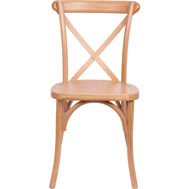 Beech Wood Cross Back Dining Chair With Wooden Seat |  F1011 Bw