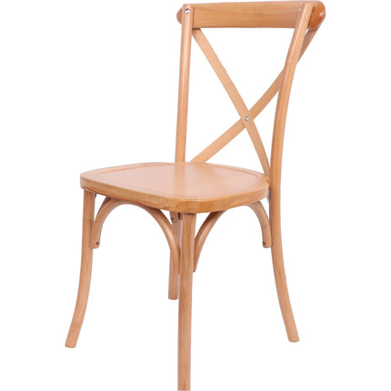 Beech Wood Cross Back Dining Chair With Wooden Seat |  F1011 Bw