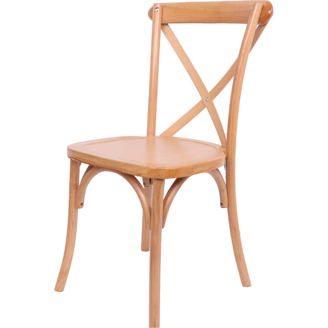 Beech Wood Cross Back Dining Chair With Wooden Seat |  F1011 Bw