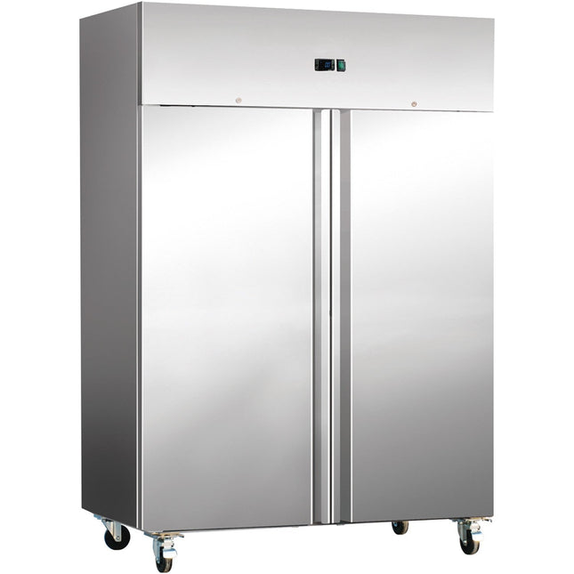 Commercial Freezer Upright Cabinet Stainless Steel 1160 Litres Double Door 3 Shelves Static Cooling 1340x810x2010mm |  Thl1200 Bt