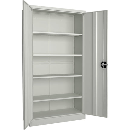 Commercial Steel Grey/White Storage Cupboard With 4 Shelves And Lock 800x400x1800mm |  Fca18 White