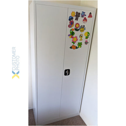 Commercial Steel Grey/White Storage Cupboard With 4 Shelves And Lock 800x400x1800mm |  Fca18 White