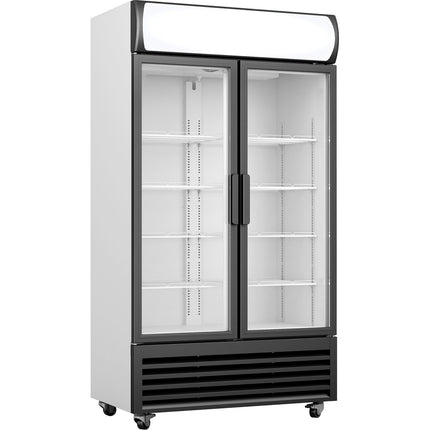 Commercial Display Refrigerator With Double Hinged Glass Door &Amp; Canopy 1075 Litres Black |  Fcls133 Aha