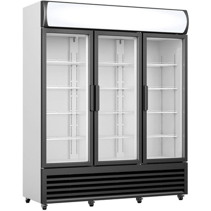 Commercial Display Refrigerator With Triple Hinged Glass Door &Amp; Canopy 1500 Litres Black |  Fclt180 Aha