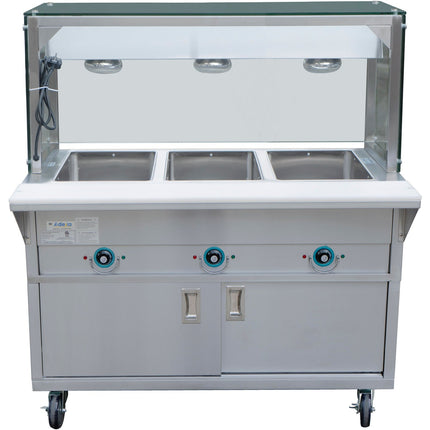 Mobile Bainmarie With Cupboard &Amp; Heated Overshelf 3x Gn1/1 |  Est3 Swcbsd Ftgsg1948