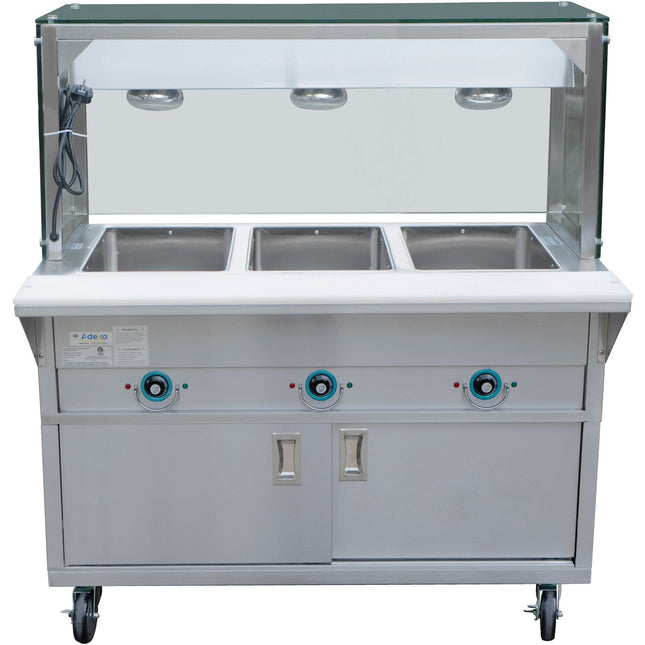 Mobile Bainmarie With Cupboard &Amp; Heated Overshelf 3x Gn1/1 |  Est3 Swcbsd Ftgsg1948
