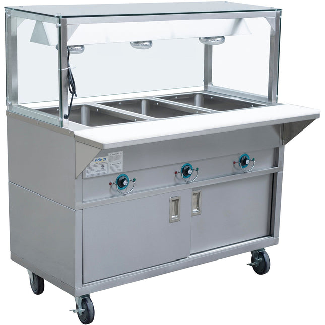 Mobile Bainmarie With Cupboard &Amp; Heated Overshelf 3x Gn1/1 |  Est3 Swcbsd Ftgsg1948