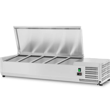 Refrigerated Servery Prep Top 1400mm 6x Gn1/3 Depth 380mm Stainless Steel Lid |  Thvd1400/380