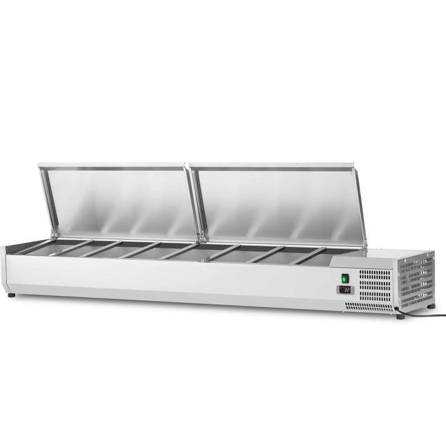 Refrigerated Servery Prep Top 1800mm 8x Gn1/3 Depth 380mm Stainless Steel Lid | Vrx1800/380 Ss