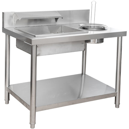 Professional Stainless Steel Breading Table With Round &Amp; Square Basins And Upstand 1000x640x945mm | Gf1000