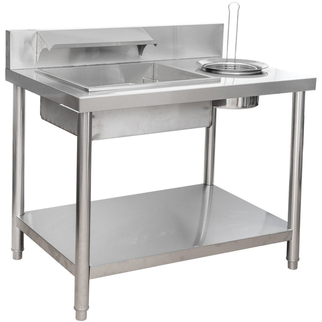Professional Stainless Steel Breading Table With Round &Amp; Square Basins And Upstand 1000x640x945mm | Gf1000