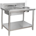 Professional Stainless Steel Breading Table With Round &Amp; Square Basins And Upstand 1000x640x945mm | Gf1000