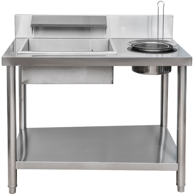 Professional Stainless Steel Breading Table With Round &Amp; Square Basins And Upstand 1000x640x945mm | Gf1000