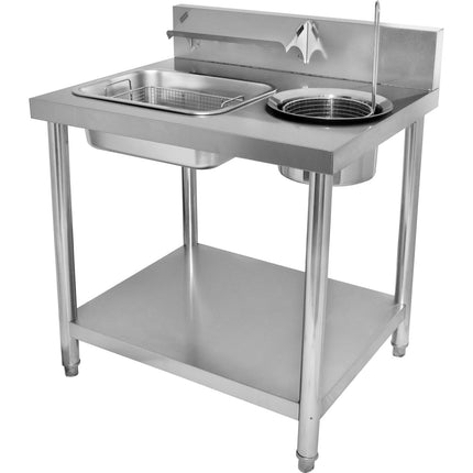 Professional Stainless Steel Breading Table With Round &Amp; Square Basins And Upstand 800x640x945mm | Gf800