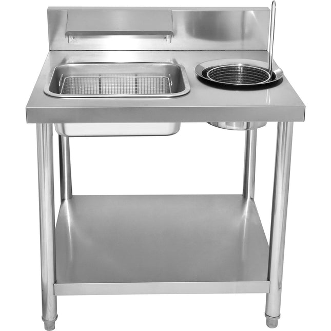 Professional Stainless Steel Breading Table With Round &Amp; Square Basins And Upstand 800x640x945mm | Gf800