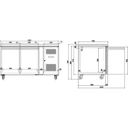 Commercial Refrigerated Counter 4 Drawers Depth 700mm |  4 Drg21 V