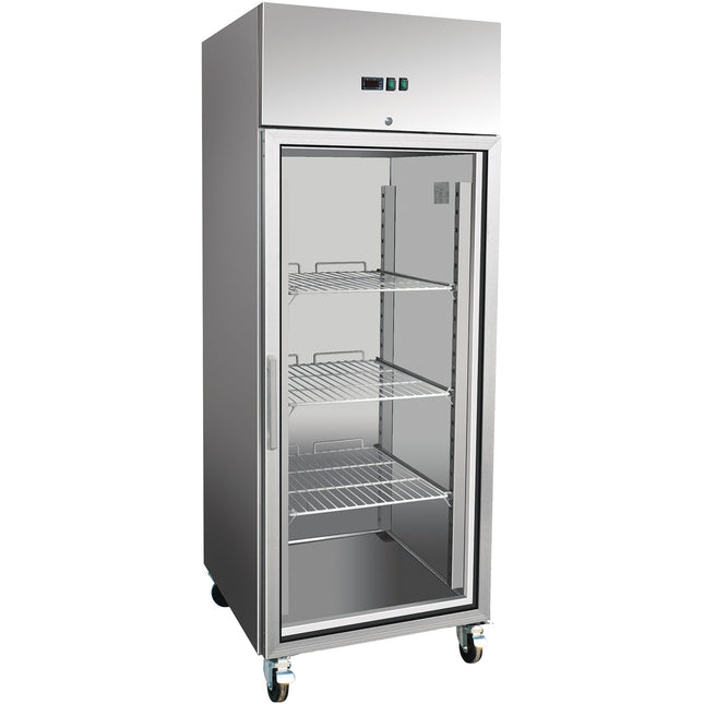 600lt Commercial Refrigerator Stainless Steel Upright Cabinet Single Glass Door Gn2/1 Ventilated Cooling |  R600 Vglass