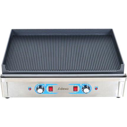 Professional Grill Electric 2 Zones 4.6k W Ribbed Cast Iron Top |  Gp7050 Ew