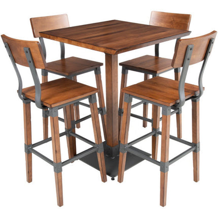 Rustic Bar Table Walnut Top 600x600mm Indoors |  Gs10143 Bar24