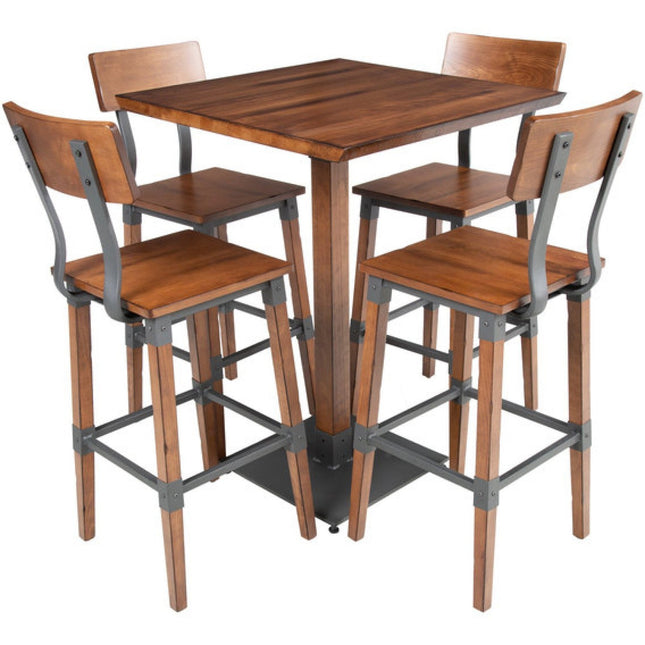 Rustic Bar Table Walnut Top 600x600mm Indoors |  Gs10143 Bar24