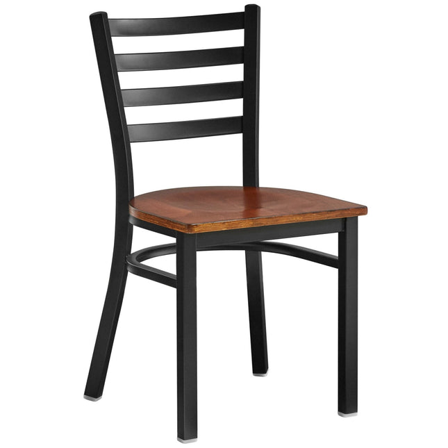 Black Steel Chair With Walnut Wood Seat &Amp; Black Back |  Gs694 Walnutseatblackback