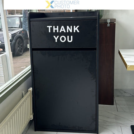 Commercial Rubbish Bin Cabinet &Amp; Tray Shelf 'Thank You' Black |  Gslj006 B