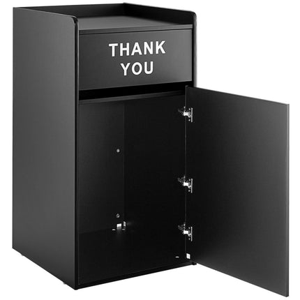 Commercial Rubbish Bin Cabinet &Amp; Tray Shelf 'Thank You' Black |  Gslj006 B