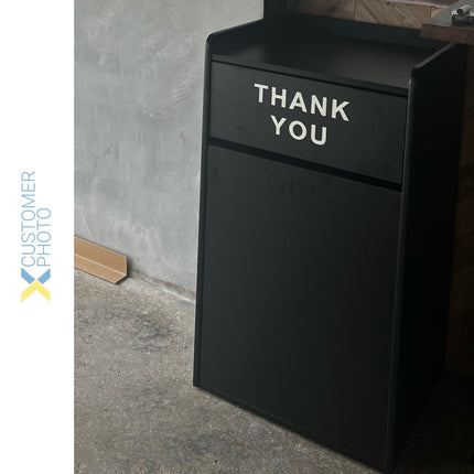 Commercial Rubbish Bin Cabinet &Amp; Tray Shelf 'Thank You' Black |  Gslj006 B