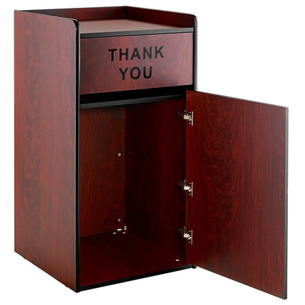 Commercial Rubbish Bin Cabinet &Amp; Tray Shelf 'Thank You' Mahogany |  Gslj006 M